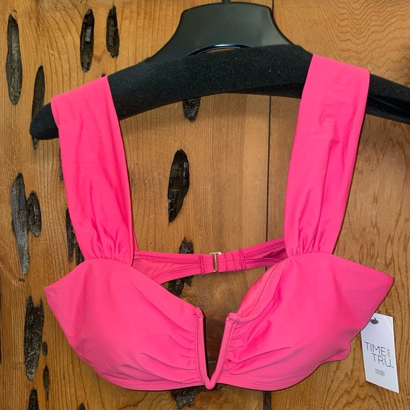 TIME and TRU Women's Button Front-Molded Cup SWIM SUIT -Size L (12-14) -Pink-NWT - Picture 3 of 15